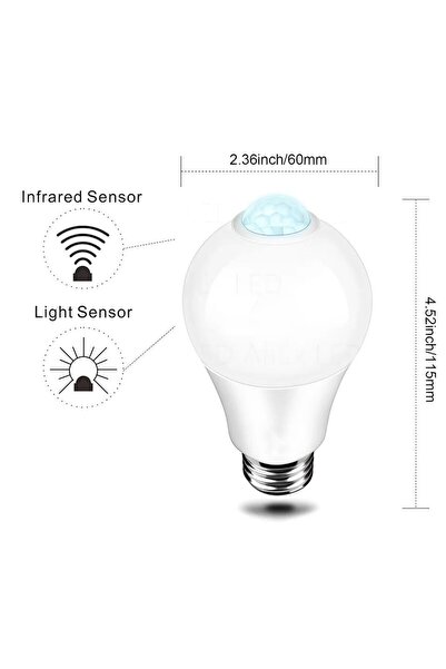 Daxom 2 Adet Hareket Sensörlü Led Ampul Lamba 12 W Beyaz E27