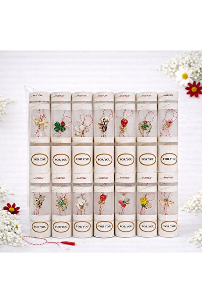 OEM Set de 14 broșe metalice Mărțișor cu șnur tradițional, ambalaj elegant, c...