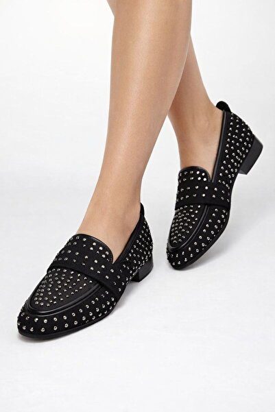 DAD WOLF Mery Ceyn Stoned Blunt Square Loafer Stylish Ballet Flats