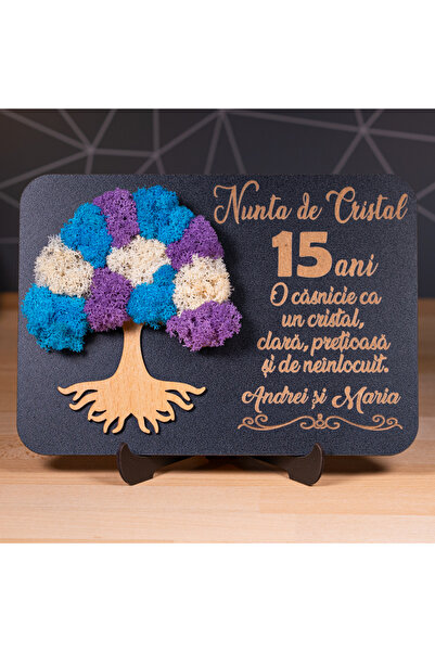 Creators of Crafts Wedding anniversary gift with lichens -15 Years - Crystal ...