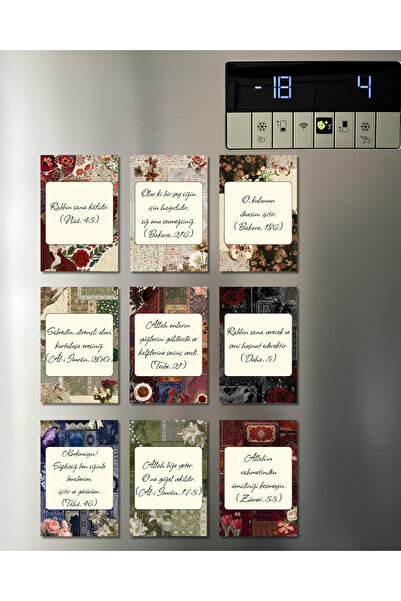 Renkia Studio Kur'an Ayetleri Yazılı 9'lu Magnet Seti Estetik Tasarımlar - Ay...