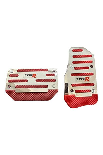 Autosheild Universal Otomatik Metal Pedal Seti 2 Parça Krom Kırmızı