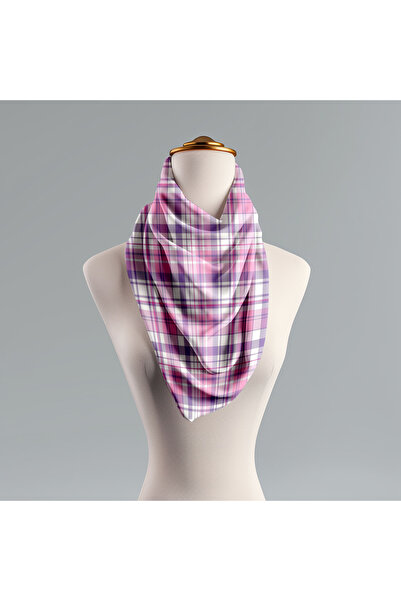 Şen Dekorasyon Şd Scarf Purple Square Plaid Scarf