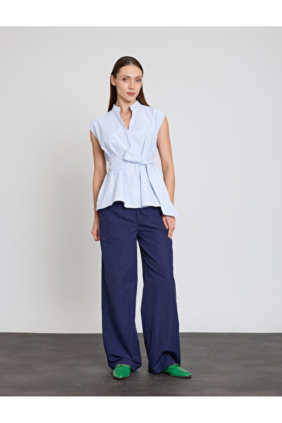 BGN workshop Cotton Mixed Sus Dikisli Belted Sleeveless Blouse