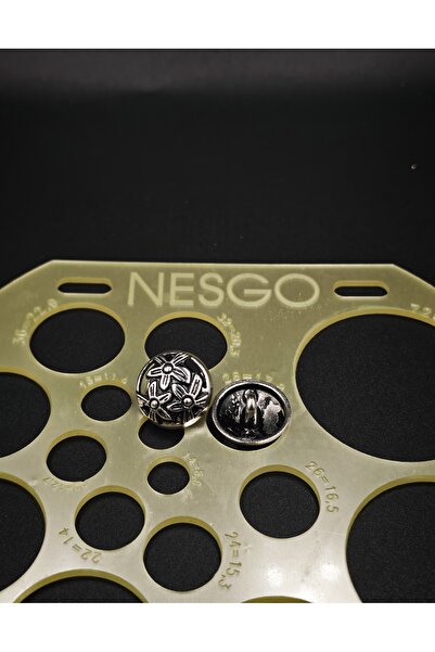 NESGO MODA 6 قطع أزرار معدنية بنمط زهور عتيقة - فضي نيكل 18 ملم (28 حجمًا)