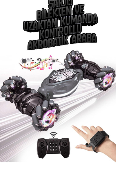 Olomo Bilekten Kontrollü Şarjlı Akrobat Araba - 2.4G El Sensörlü Takla Atan D...