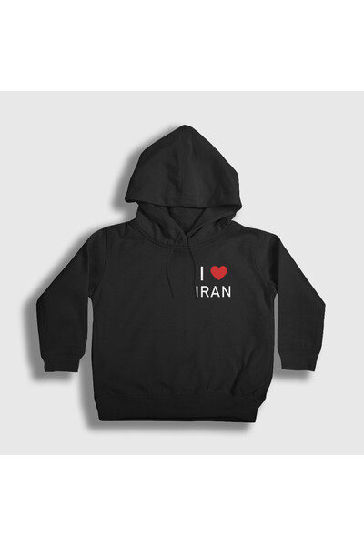 Presmono Unisex Kids Black I Love Iran Iran K Hooded Sweatshirt 592128Tt