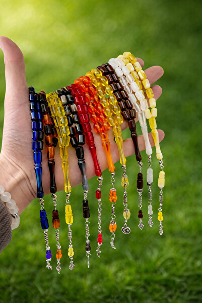 Eflatun Collection 10 Adet Toz Kehribar Kaliteli Tesbih Seti Özel Ahşap Kutus...