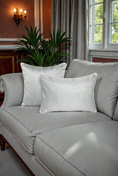 VISIONARIO Kırlent Kılıfı Düz Jakarlı Set - Çift Taraflı Biyeli 45x45 & 35x50...