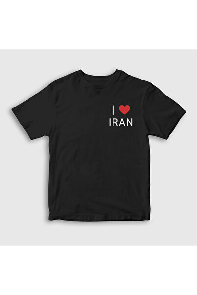Presmono Unisex Kids Black I Love Iran Iran T-Shirt 592132Tt