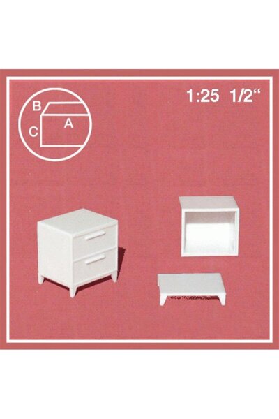 Genel Markalar Schulcz 579018 1/25 Ölçek, Çekmeceli Komodin -24 Mm-Beyaz