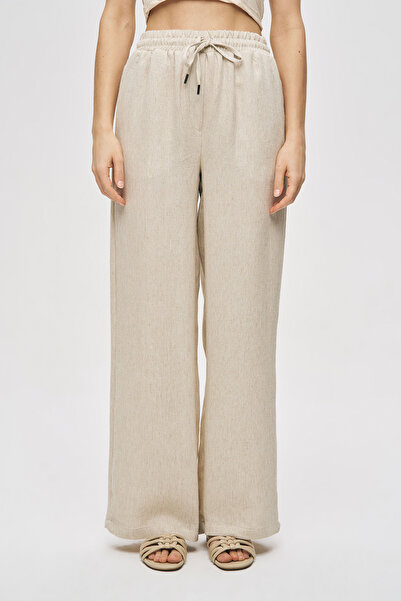 Orfeo Negro Γυναικείο ίσιο παντελόνι Palazzo από λινό και βισκόζη με ψηλή μέση