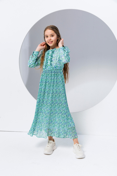 incity Κοριτσίστικο μακρυμάνικο φόρεμα με κουμπιά και λεπτομέρεια βολάν - Νέα...