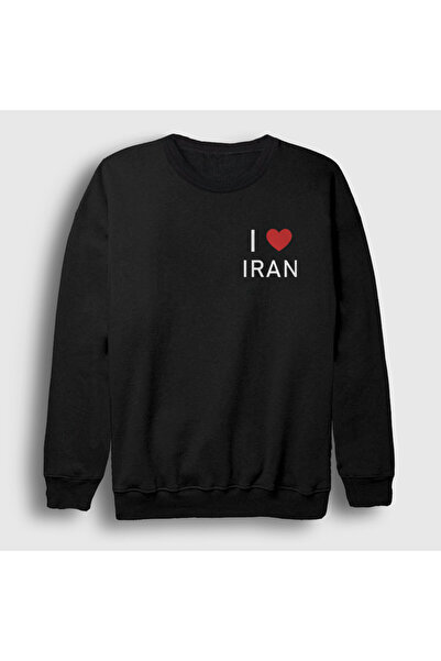 Presmono Unisex Black I Love Iran Iran Sweatshirt 592153Tt