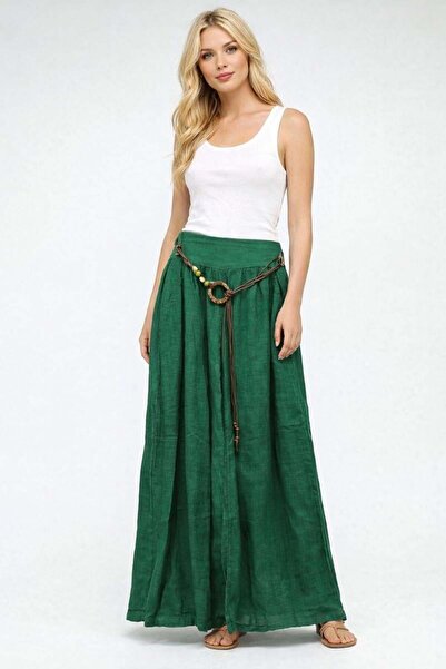 EREN STYLE Italian Corsage Buckle Belted Wide Leg Linen Trousers