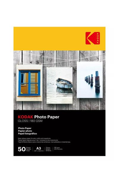 Kodak ورق صور لامع A3، 180 غرام/متر مربع، ورق طباعة نافثة للحبر عالي الجودة، ...