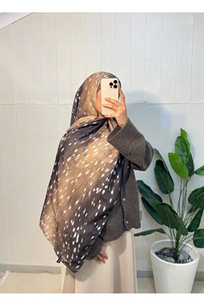 Mira İpek Ceylan Bambi Desenli Pamuk Soft Şal Trend Kadın Şal ps219