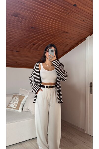 Selin Damla Striped Knitwear Cardigan