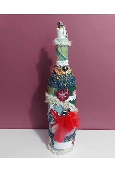 esdekor زجاجة نبيذ مصنوعة يدويًا لعيد الميلاد، قطعة واحدة ذات طابع فني وحرفي