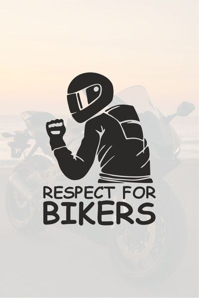 Turuncu Sticker Respect for Riders 11X15 cm Vehicle - Motor Sticker Label Foi...
