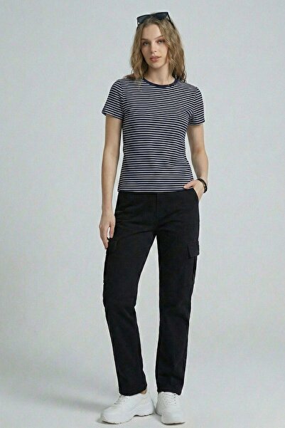 LEY COLLECTİON Women's T-Shirt Striped T-Shirt Regular Fit Non-Shrink Fabric ...