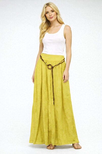 EREN STYLE Italian Corsage Buckle Belted Wide Leg Linen Trousers
