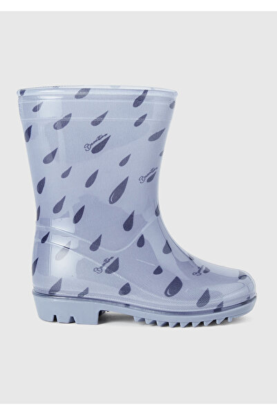 United Colors of Benetton حذاء المطر المطاطي للأولاد باللون الأزرق مطبوع