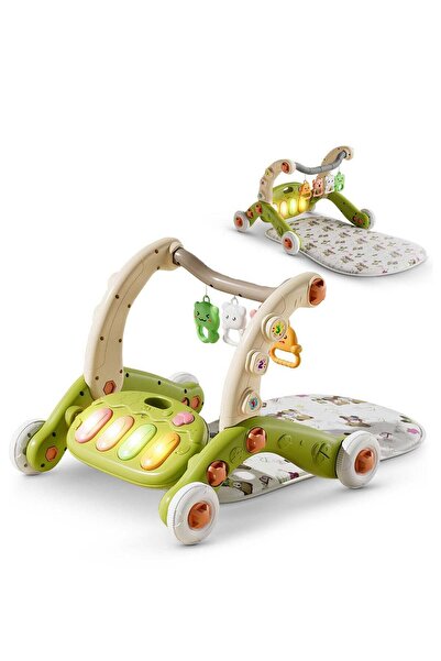 BAYBEE مشاية أطفال قابلة للتحويل 3 في 1 مع صالة ألعاب وبيانو قابل للإزالة (أخضر)