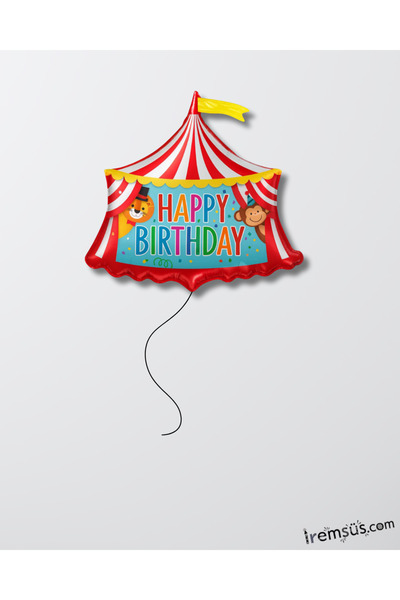 mypartyready Sirk Çadırı Happy Birthday Folyo Helyum Balon 70 Cm Renkli Doğum...