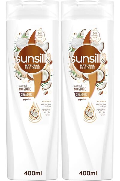 Sunsilk شامبو مرطب، عناية بالشعر الجاف، ترطيب بجوز الهند مع زيت جوز الهند الط...
