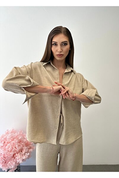 ossons Women's Oversized Shirt and Pants Two-Piece Set