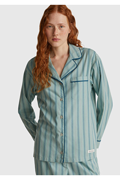 United Colors of Benetton Women's Turquoise 100% Cotton Square Patterned Logo...