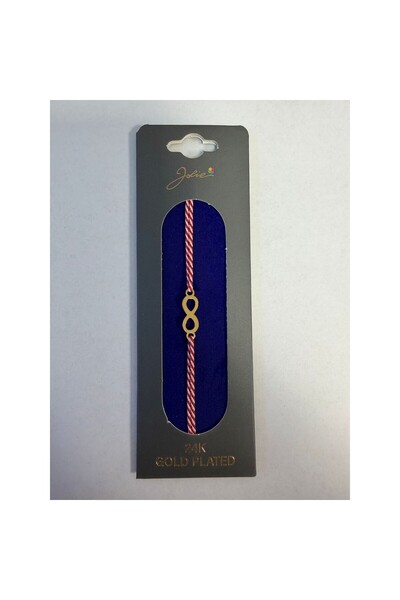 JOLIE 24k Gold Plated Bracelet, Red String, Model 11