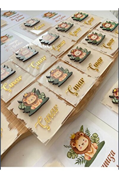 Nes Stylee Aslan figürlü pleksi hediyelik kartlı magnet