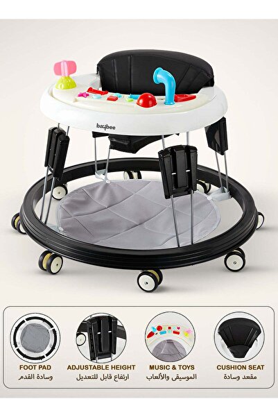 BAYBEE Indy Round Baby Walker with Music for Kids with 5 Height Adjustable & ...