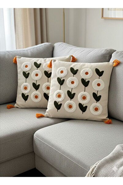 ESSENSE HOME & LİVİNG 2-Piece Punch Embroidered Living Room Balcony Bohemian ...