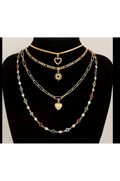 DeNors 4-Piece Women's Gold Necklace Set |   Stylish and Elegant Multiple Nec...