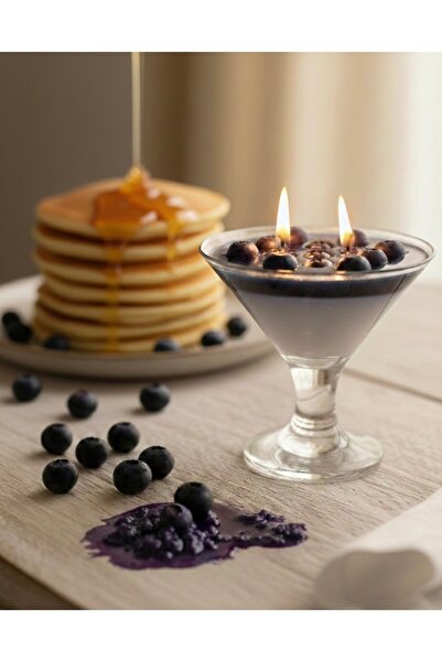 Handmade Yaban Mersinli Gurme Jel Mum - Martini Kadehinde Özel Tasarım Dekora...