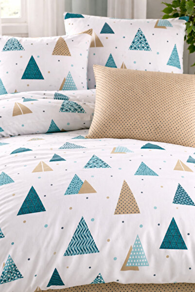 Cottonest Set de husă de pilota unică, albă, cu buline, în formă de triunghi