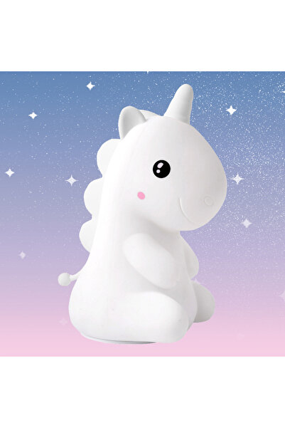 wayawaa Cute unicorn night light, made of silicone, Desk and Night Lamp(white)