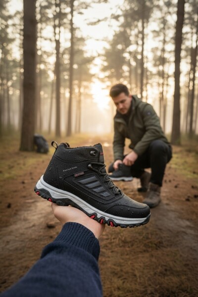 enoch حذاء إينوخ الرجالي باللون الأسود والرمادي المقاوم للماء للرحلات الخارجي...