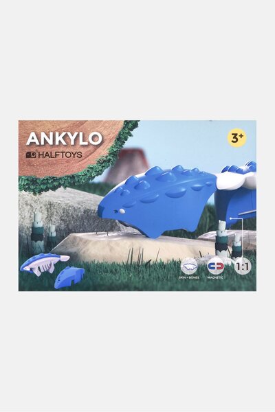 Halftoys Magnetic Assembly Ankylo Forest Friend Puzzles, Turquoise Combo