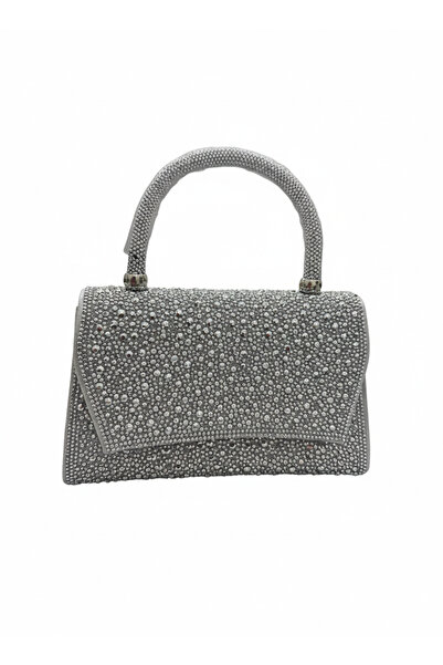 ABAYAT ALAMAL Women's evening handbag adorned with crystals - shimmering silver