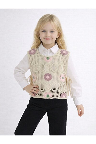 Store Yandan Bağlamalı Çiçekler Dünyası Süveteri