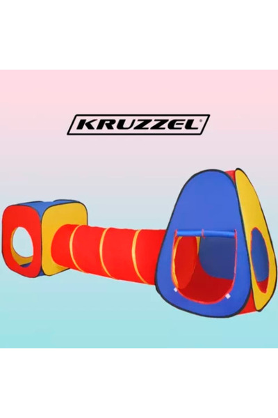 KRUZZEL 3in1 Children's Play Tent Set Tipi + Tunnel + House, Self-Unfolding, ...