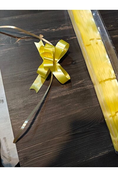 ÇINARASYADAHOME Sarı Çek Fiyonk 10x10 Hediye Paketi ve Buket Süsleme İçin Pra...