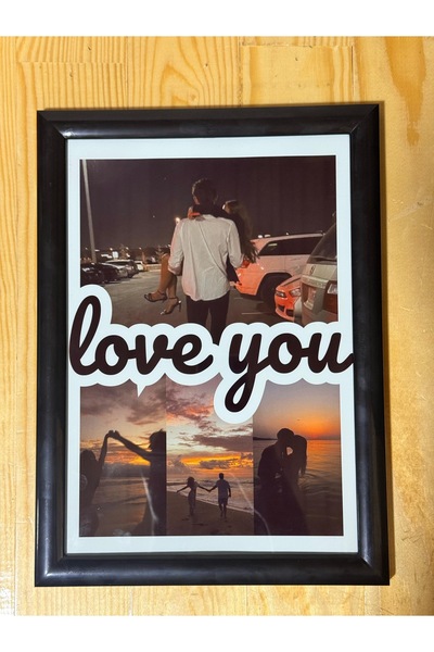 Kişiye Özel Fotoğraflı A4 Çerçeveli Love You Tablosu – Sevgiliye Romantik Hediye