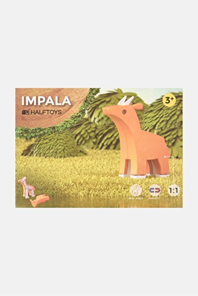 Halftoys Magnetic Assembly Impala Forest Friend Puzzles, Orange Combo
