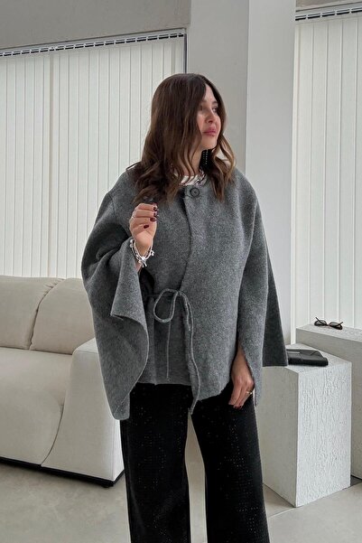 ELVAN TOLON Gray Kimono Knitwear Jacket