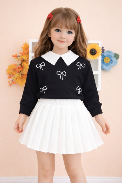 SANTRALBEBE Girl's Pleated Skirt Set